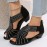 Women's Rhinestone Pattern Sandals, Peep Toe Back Zipper Chunky Heel Side Cut Out Wedge Shoes, Versatile Glitter Comfy Shoes