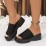 Women's Platform Slide Snadlas, Fabric Open Toe Chunky Heeled Slide Shoes, Stylish Casual Going Out Sandals