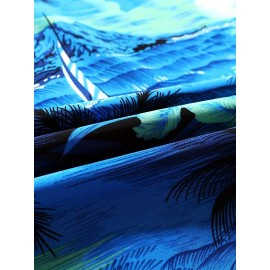 Men's Hawaiian Palm Tree V-Neck Shirt - Casual Short Sleeve Button Down Tee for Summer