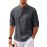 Solid Lapel Shirt, Men's Casual V-Neck Pullover Long Sleeve  Shirt For Spring Autumn, Men's Clothing