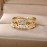 Boho Style Double Layer Copper Ring, 18k Gold Plated Zircon Open Ring Jewelry For Men And Women